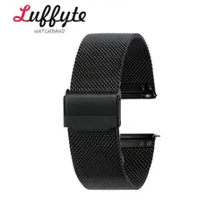 Elegant Mesh Stainless Steel Wrist Band - Durable Replacement Strap - 22mm (Black)