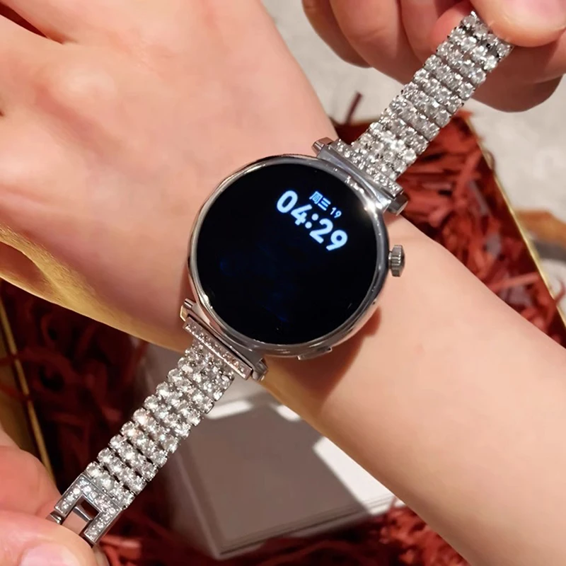 Elegant Diamond-Accented Metal Bracelet Watchband for Women (Available in Multiple Sizes)
