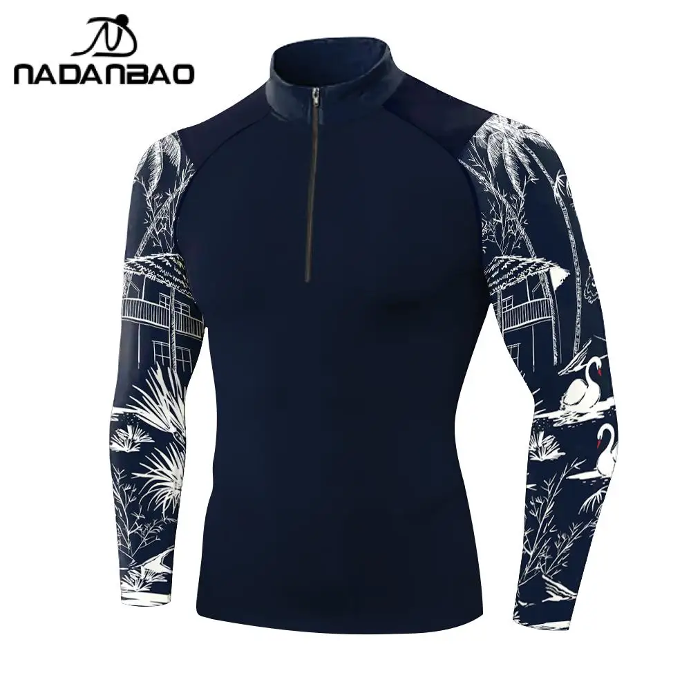 Surfing Swimsuit Men Summer Swimming T-Shirt Diving Suits Zipper Jersey Uv Protection Drying Beachwear