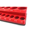 Red Magnetic Sockets Storage Rack 1/4In 3/8In 1/2In Plastic Socket Display Holder Kit Professional Metric British Tool Organizer 5