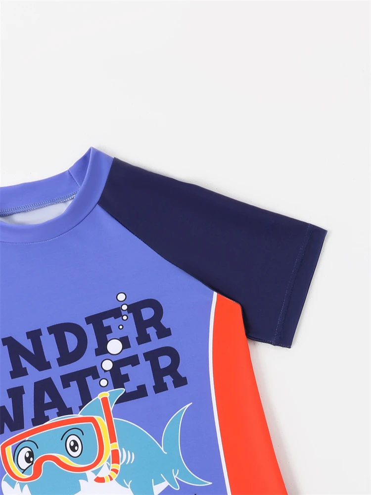 Kids Swimsuit Boy 2024 New Cartoon Short Sleeve Split Children Swimwear Summer Shorts Two Piece Beach Wear Bathing Suit Swimming