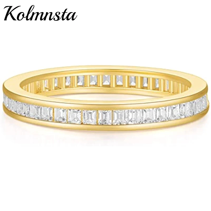 

Kolmnsta Wedding Band for Women Cut Cubic Zirconia CZ Copper Rings Eternity Band Engagement Stacking Gold/Silver/Rose Gold Ring