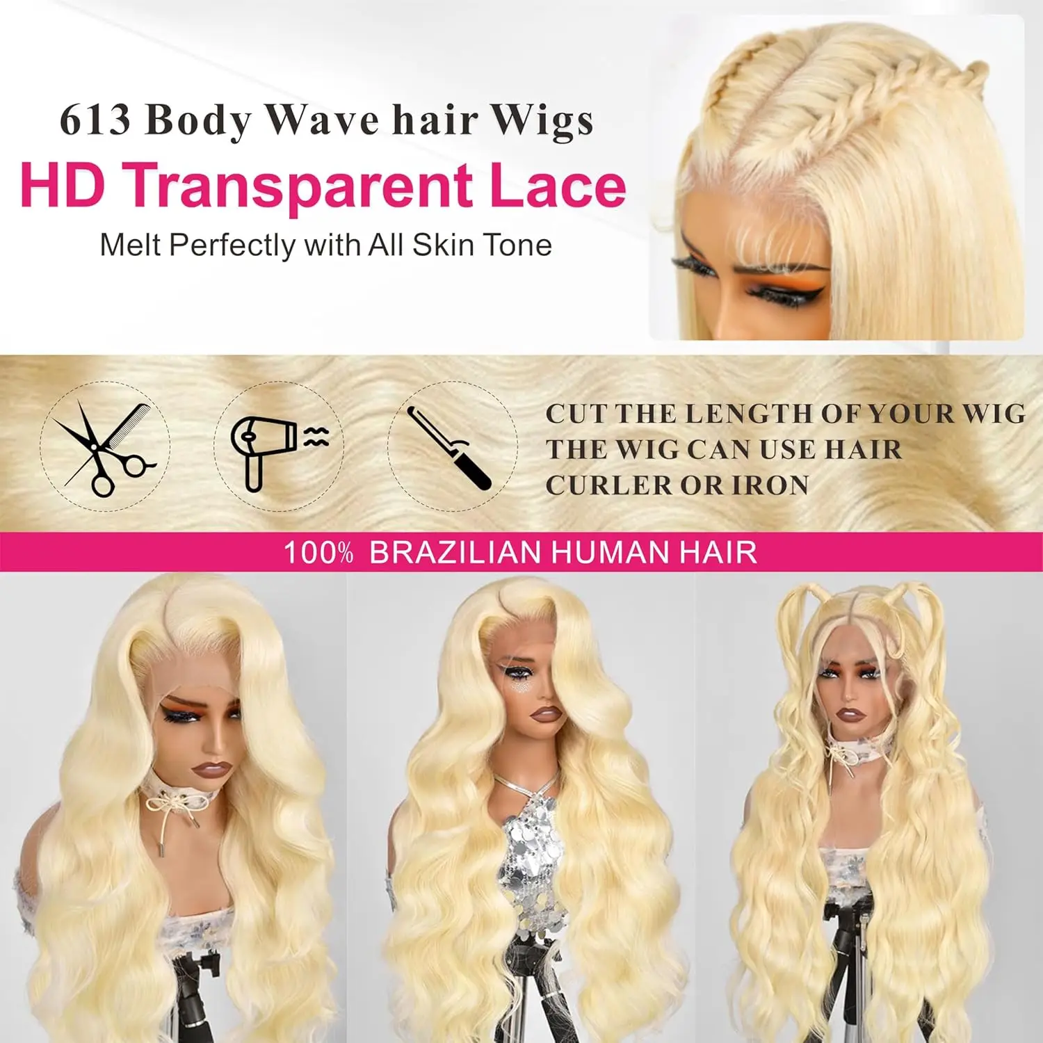 28 Inch 613 Lace Front Wig Human Hair wig 200% Density Blonde Lace Front Wigs 13x4 Body Wave Lace Frontal Wigs Human Hair