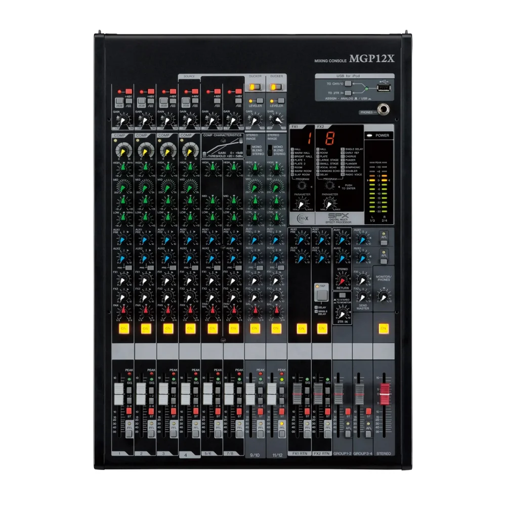 Professional 12 Channel Premium Audio Mixer Sound Console USB interface Mixing Console 10 Mic Inputs With 48V HPF MGP12X audio mixer