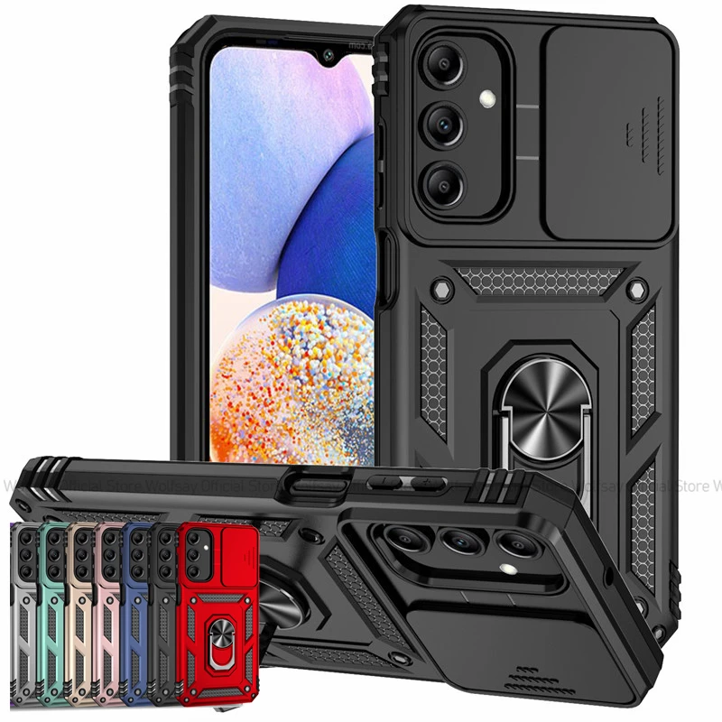 Per Samsung Galaxy A15 Custodia Samsung Galaxy A05 A05S A15 A25 A35 5G Cover Antiurto Armor Pc Silicone Slide Cover Per Telefono Con Fotocamera