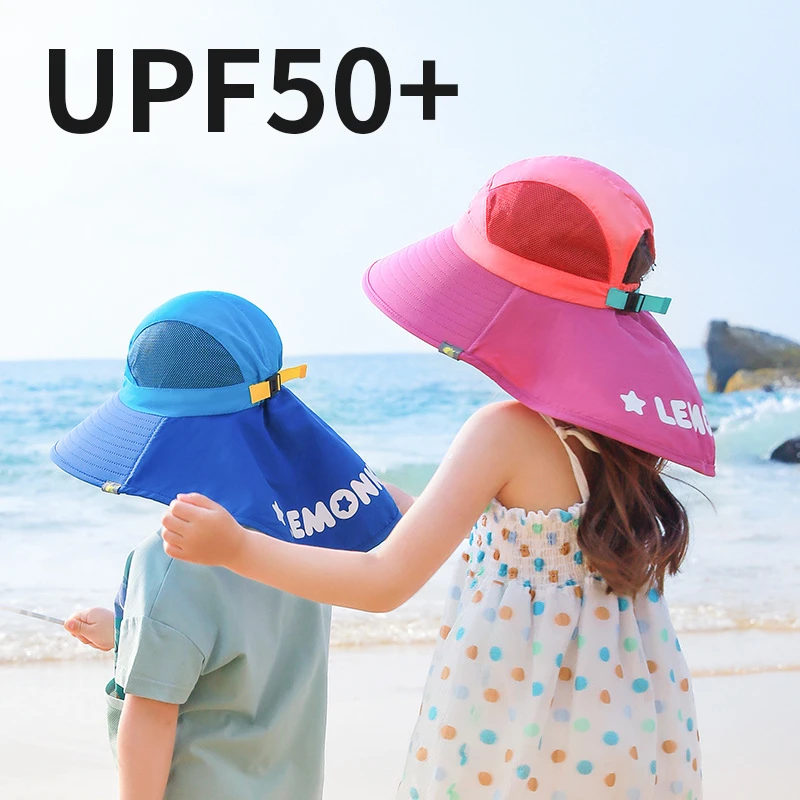 Cartoon Children Summer Foldable Sun Fisherman Hat Boys Girls Wide Brim  Casual Travel Beach Sunscreen UV Protection Cap