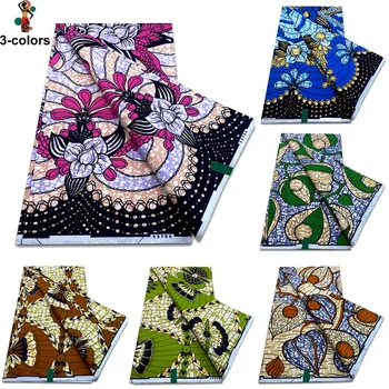 2025 Latest Design African Wax Fabric Good Real Wax Print Fabric Soft 100% Cotton Fashion Ankara Wax Pagne Super Party Dress 1