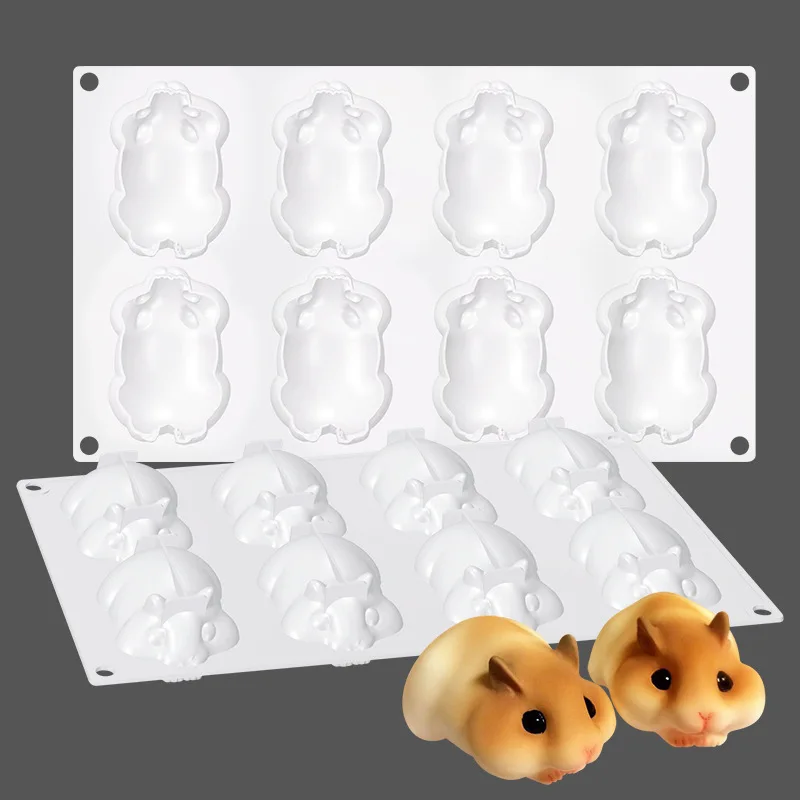 

8 Cavity Hamster Silicone Mold Mouse Shape Cake Molds Cute Pig Mousse Mould Dessert Pudding Tray Cake Decoration Tools