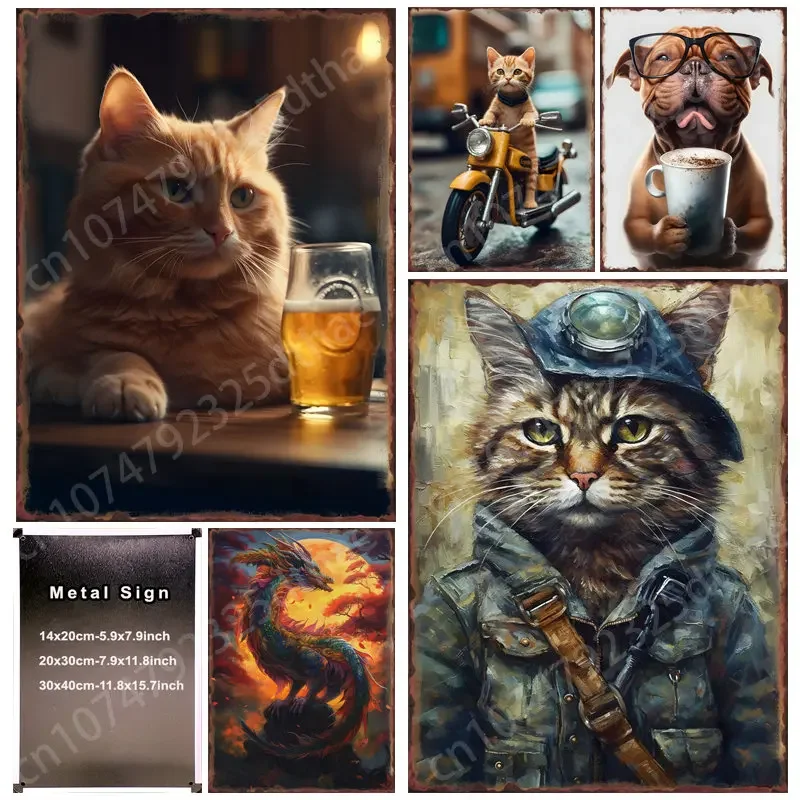 

Cute Animals Metal Tin Sign Cat Signs Cafe Pet Shop Club Bar Farmhouse Decor Posters Home Bedroom Living Room Decoration Art