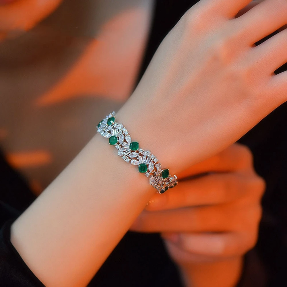 Ratnavali Jewels CZ Zirconia Tono Dorado Diamante Verde Elegante