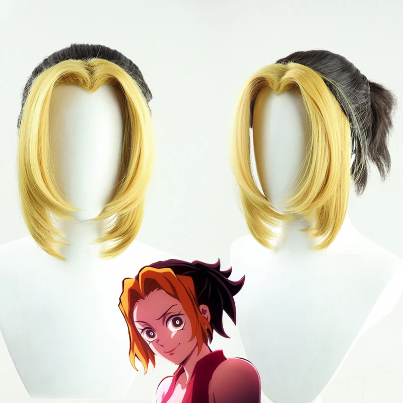 

Season 2 Anime Demon Slayer Makio Cosplay Wig Ponytail Heat Resistant Synthetic Hair Wigs + Wig Cap