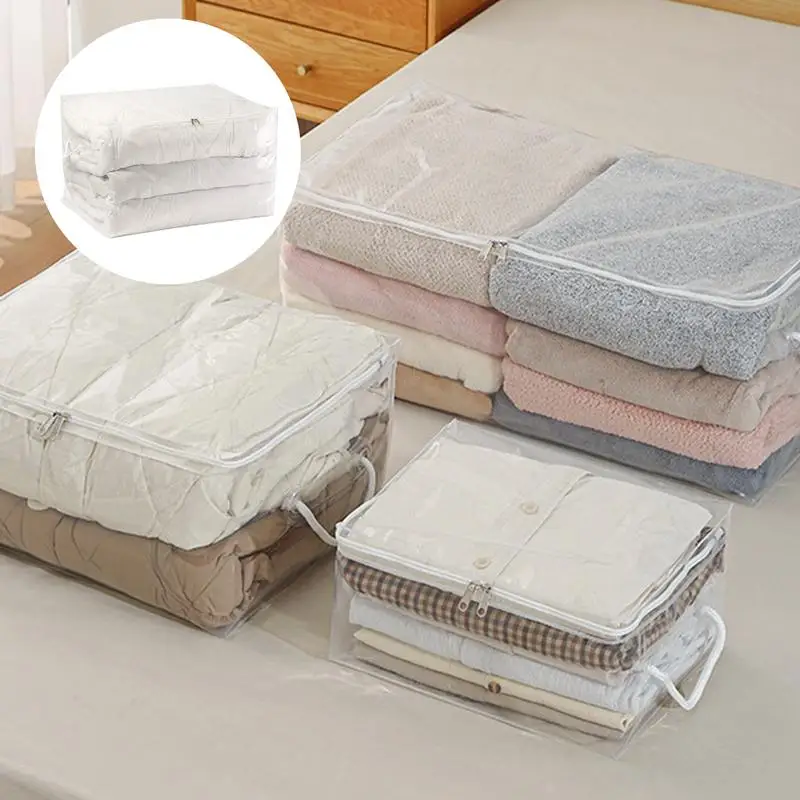 

Blanket Storage Bags Space-Saving Clear Closet Organizers Multifunctional Large Storage Containers with Handle for Clothes
