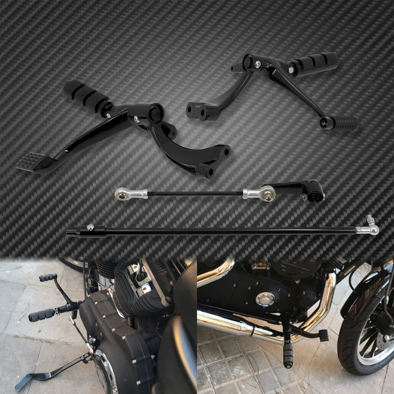 Liaisons De Leviers De Commande Avant Pour Harley Sportster XL1200/883 - Noir