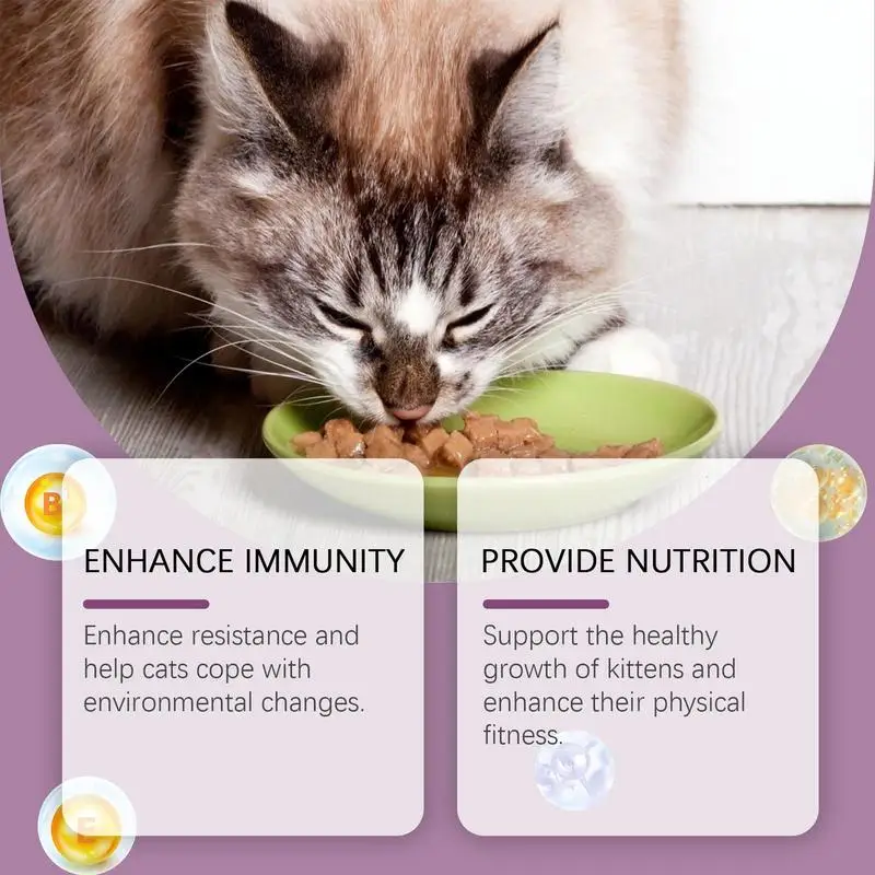 Cat liquid supplement Mild cats supplement for sneezing 80pcs kitten tears care tablets respiratory health overall body nutritional care tablets