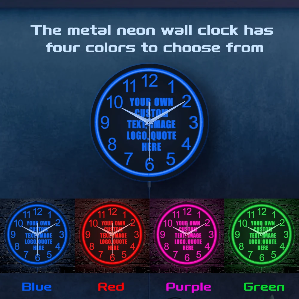 Barber Shop Red Neon Logo Metal Frame Wall Clock for Man Cave Barbering Business Sign Flexible Flex illuminated Neon Wall Clock