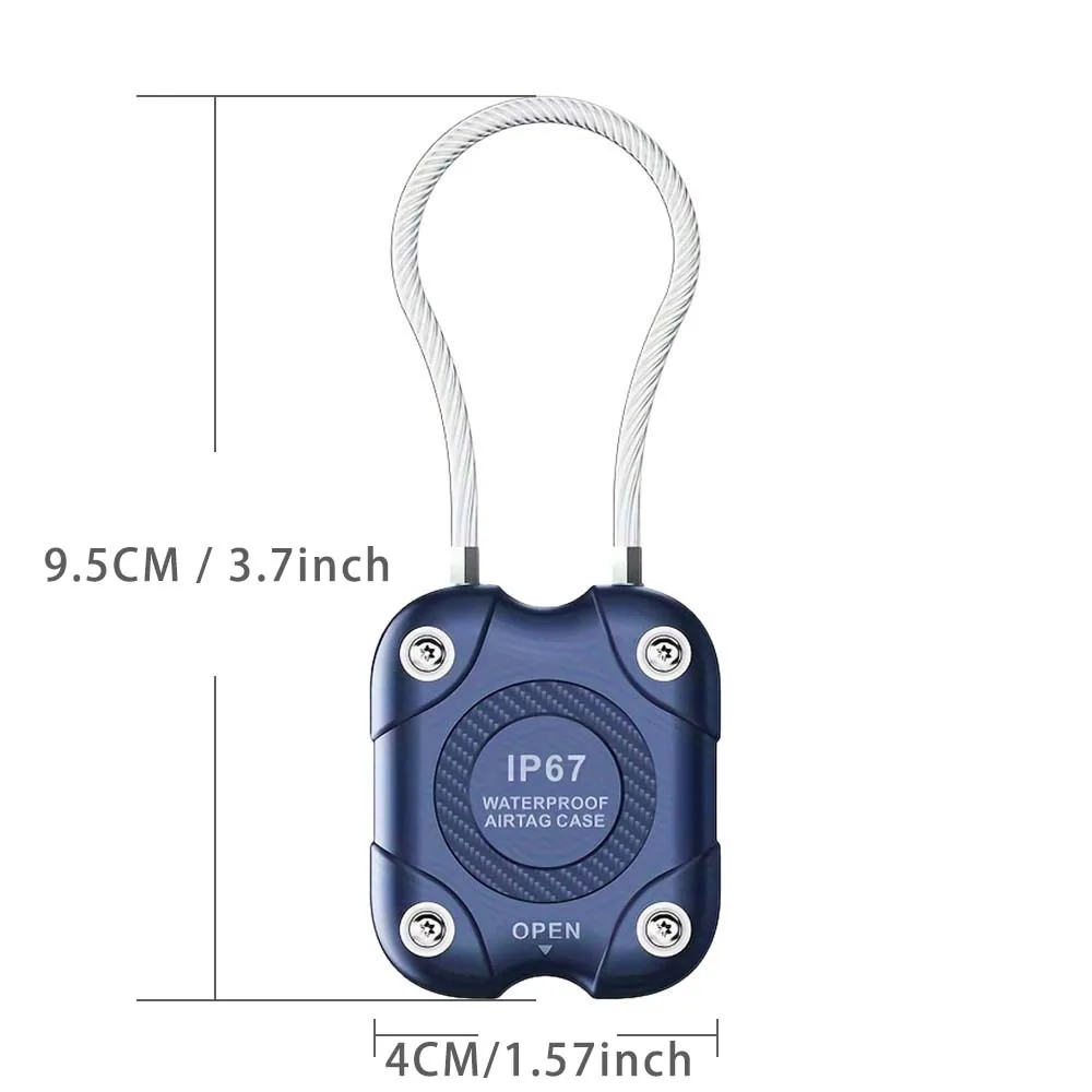 Secure Lock AirTag Holder with Wire Cable - 360° Hard Protective Keychain Case