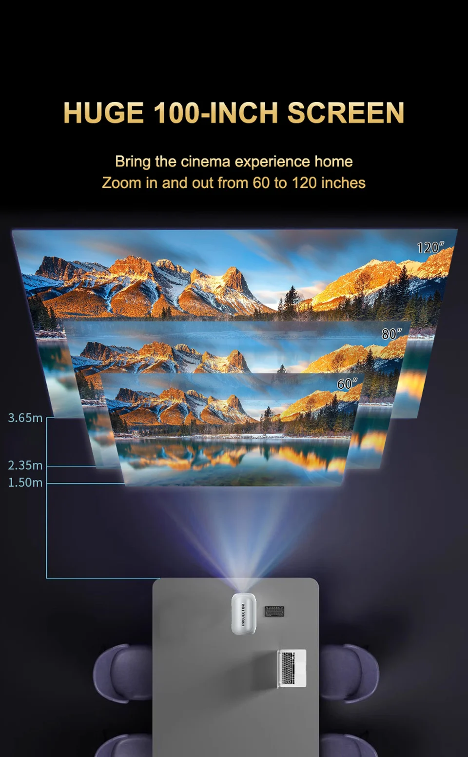 WZATCO T6 Portable Mini Smart Full HD 1080P LED Projector Android WiFi Projetor LCD Beamer Proyector Movie Freestyle Ceiling