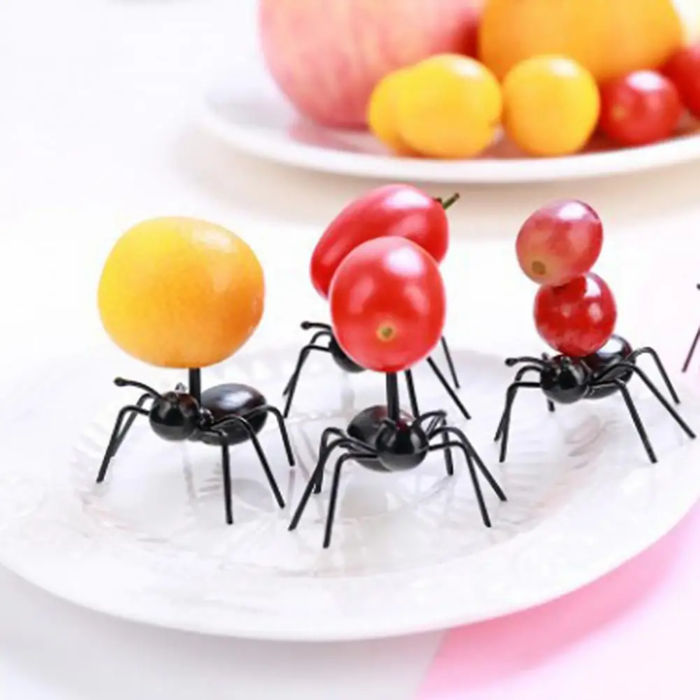 12Pcs Fruit Fork Set Cartoon Ant Shape Food Stick Bento Fork Toothpick Bento Stick Party Cake Snack Fork DIY Tools Table Decor