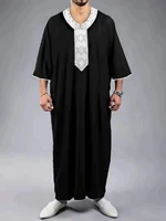 Muslim men's three-quarter sleeve prayer attire, men's Arab-style long robe
