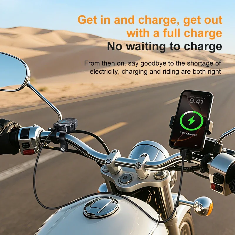 Caricatore USB per Moto 24W USB-A 30W Tipo C Ricarica Rapida IP67 Impermeabile con Supporto per Manubrio Caricatore Digitale per Telefono - Image 6