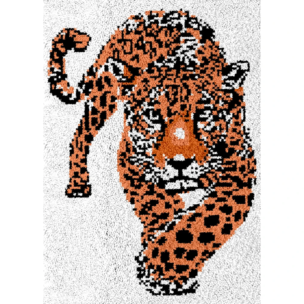 

Adults crafts Carpet embroidery sets with print pattern Leopard Latch hook rug kits Knotted carpet kit Handcraft