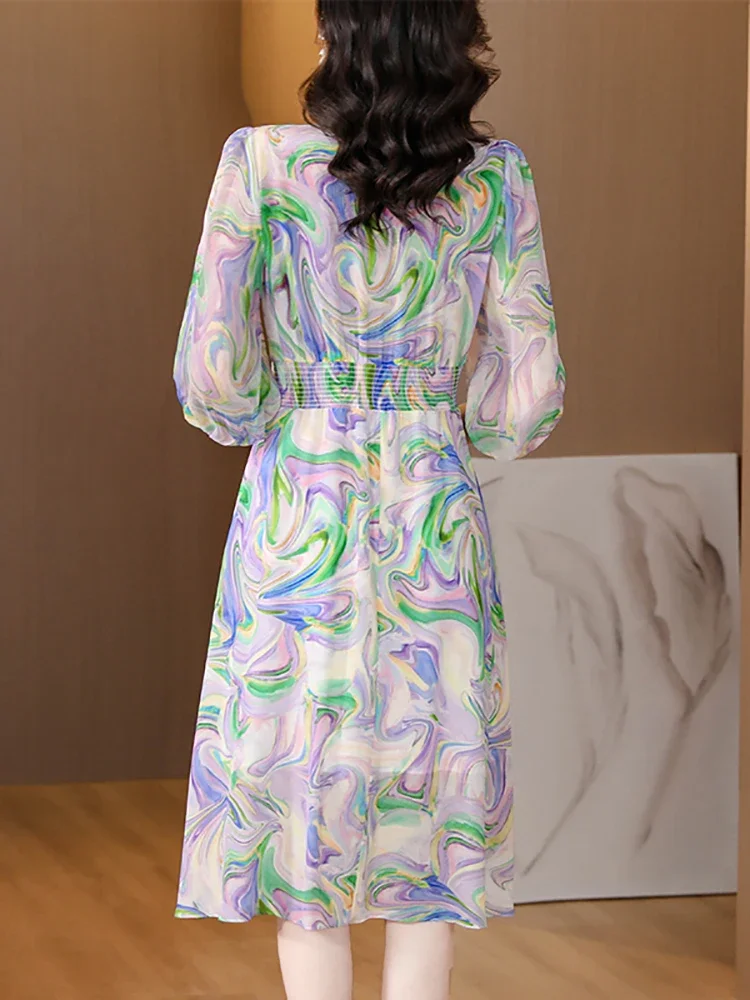 Spring Summer Print Silk Fancy Women's Dress 2025 Boho Elegant Luxury Party  Night Dress Korean Fashion Bodycon Chic Prom Clothes - AliExpress 200000345