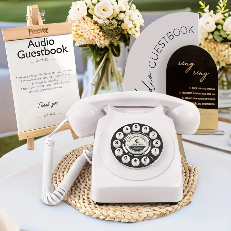 Europejski klasyczny książka z wiadomościami audio ślubna książka z błogosławieństwem audio w stylu Vintage telefon na przyjęcie weselne przyjęcie urodzinowe z książką gości