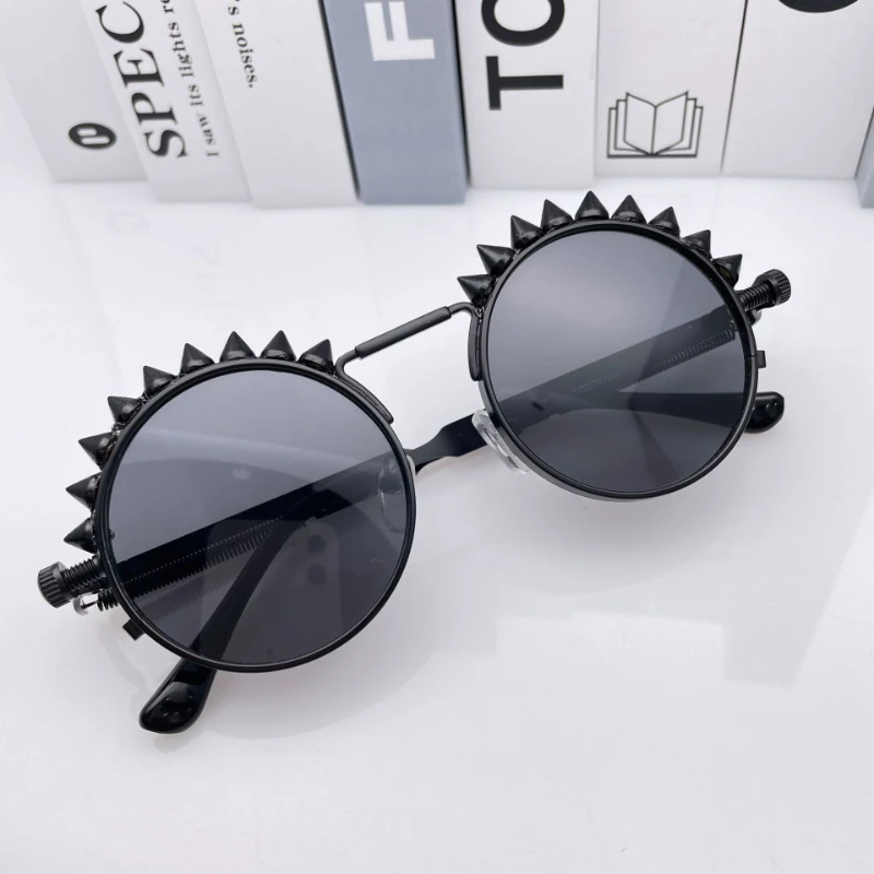 

INS DIY Handmade Alloy Sunglasses New Fashion Women Men Round Punk Rivet Sun Glasses Unisex Trendy Personalized Eyewears UV400