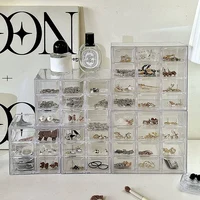 6/9/12 Grids Mini Drawer Storage Box Acrylic Earring Organizer Boxes Transparent Ring Jewelry Cosmeyic Drawers Desktop Organizer 1