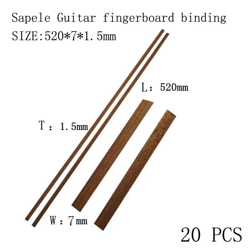 Guitar Tool 20 pcs 520*7*1.5mm Guitar Binding Fingerboard Banding Solid Wood
