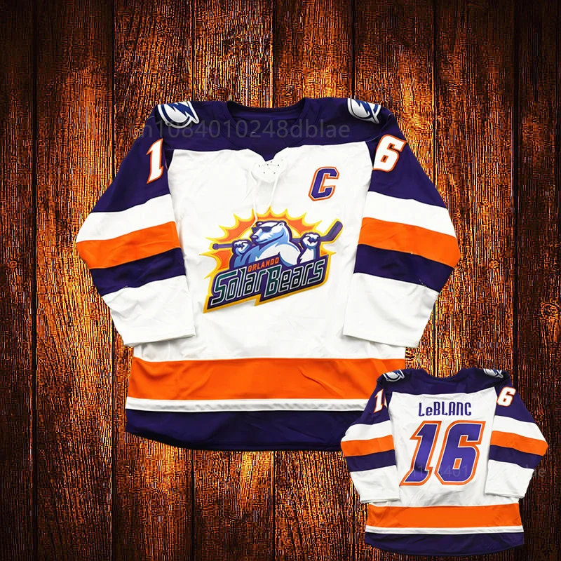 Vintage 1998-99 Orlando Solar Bears 16 LeBlanc Embroidery Stitched ice Hockey Jersey Youth Kids Adult Any Size And name ice hockey jerseys