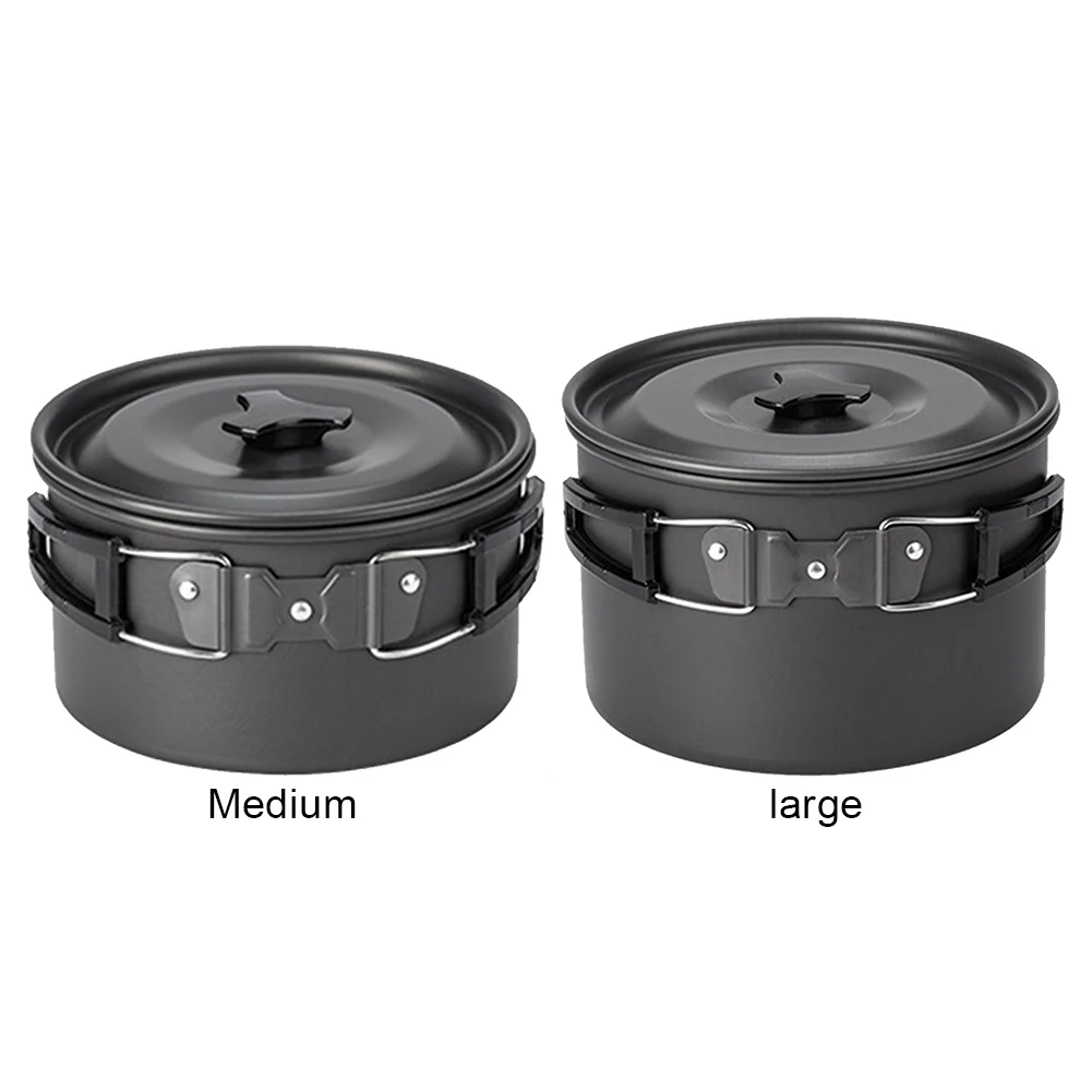 Portable Camping Pot with Lid and Folding Handle Outdoor Cooking Pot Non-Stick Camping Cookware for Hiking Picnic Travel camping cookware