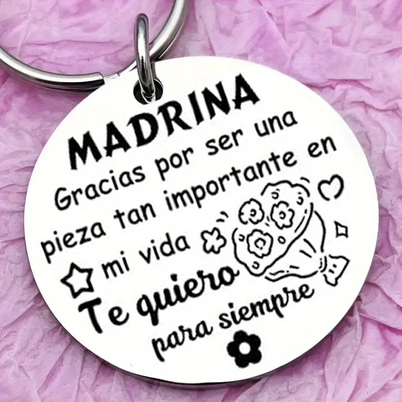 Portachiavi Personalizzato Per Madrina – Regalo Natale O Compleanno – Con Messaggio Inciso – In Lega Metallica - 5