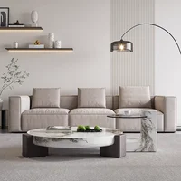 Table basse en marbre italien moderne luxe originalité Table basse ronde verre salon meubles de maison Stolik Kawowy FYCT 5