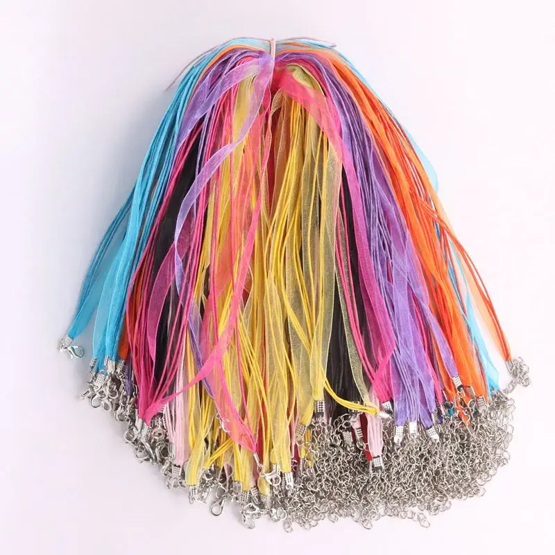 

100 шт. 28 цветов 18 дюймов ленточный воск змея ожерелье шнур, 1,8 дюймов удлинитель цепи, 12 мм x 7 мм Карабин Застежка, DIY Аксессуары