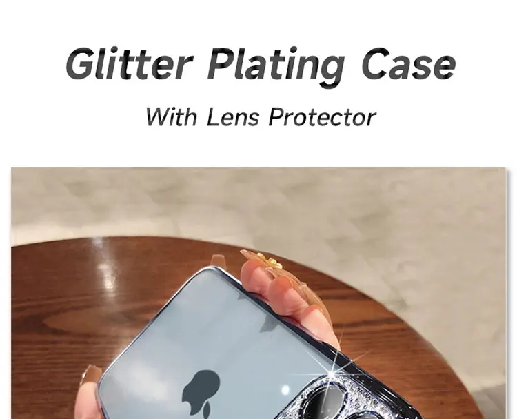 Luxury Glitter Diamond Clear With Lens Protector Case For iPhone 13 12 11 Pro Max XR XS X 8 7 Plus Clear Silicone Black Cover case for moto g stylus