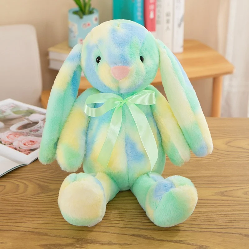 カラフルなウサギのぬいぐるみ 約20cm 子供のためのカラフルなぬいぐるみウサギ,虹の形をした