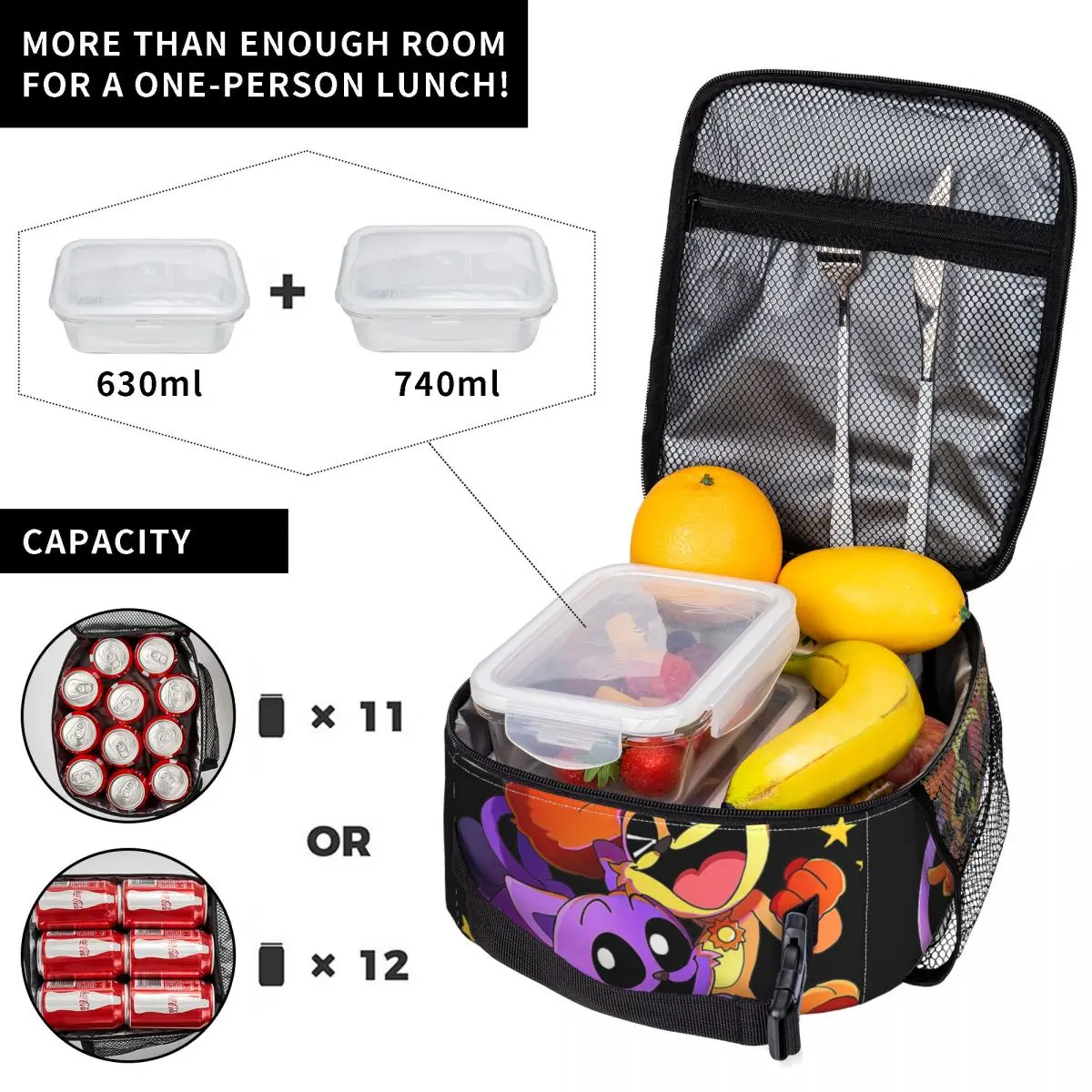 Catnap And Dogday Together Happy Insulated Lunch Bags Leakproof Smiling Critters Lunch Container Cooler Bag Lunch Box Tote 4