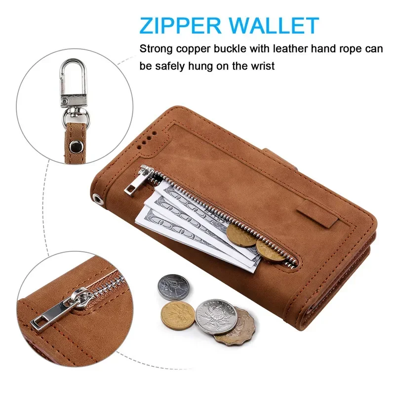 Flip Leather Case Coque For Samsung Galaxy A16 A36 A15 A25 A35 A55 A14 A24 A34 A54 A13 A23 A33 A53 A52 Zipper Wallet Card Cover 3