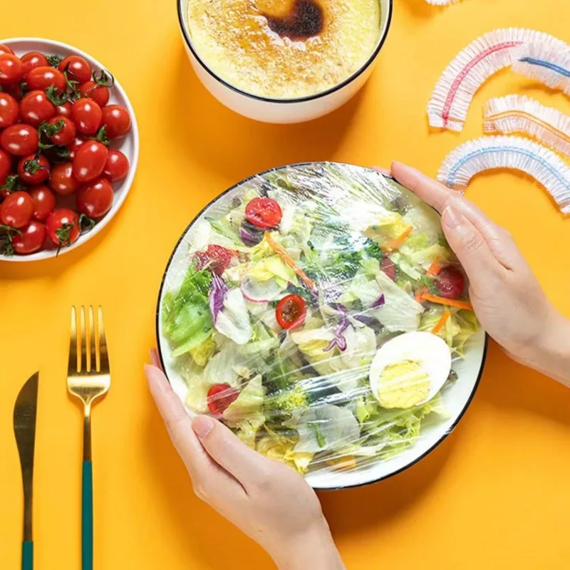Food Cover Plastic Disposable Storage Bags Kitchen Colorful Elastic Wrap Fresh-keeping Lid Plate Nylon Packaging