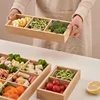Hot selling Rectangular 6-compartment food tray & square 9 grid wood tableware snack plate sauce platter hot pot restaurant tray 2