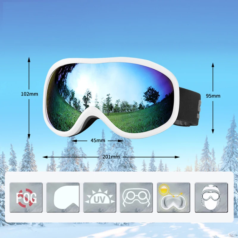 Ski Goggles Double Layers UV400 Anti-fog Big Ski Mask Glasses Skiing Snow Men Women Snowboard Goggles Skiing Sunglasses Eyewear 2