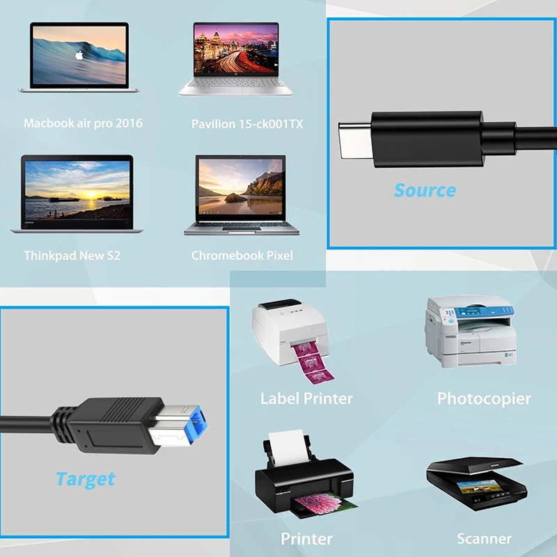 5Gbps USB C to USB B 3.0 Type B 케이블 USB 3.1 Type C to Type B USB 3.0 코드 (USB 3.0 to SATA 도킹 스테이션 인클로저 허브용)