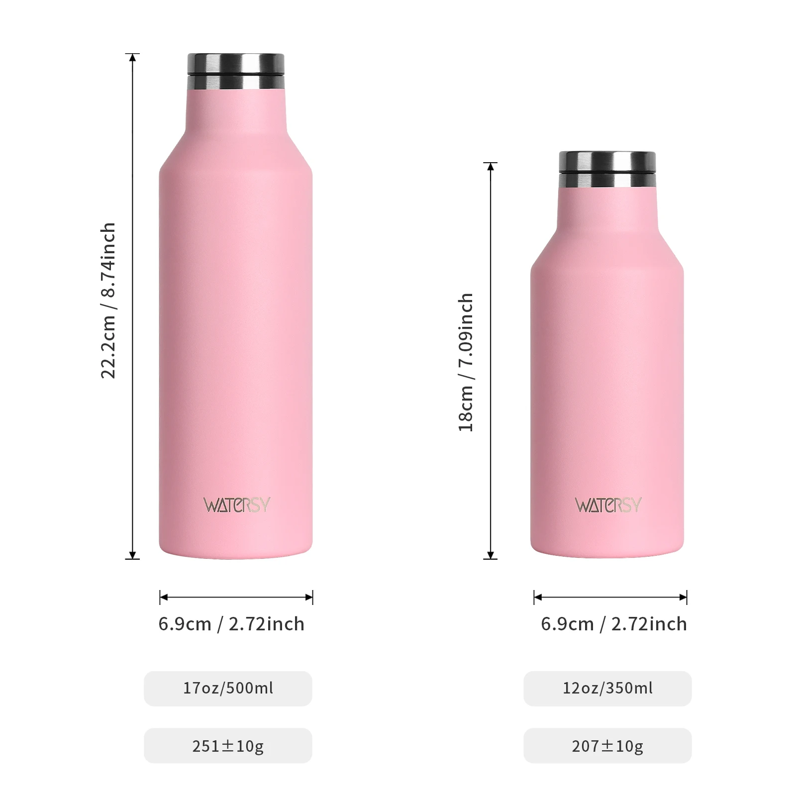 Waterersy 350/500ml copo térmico de aço inoxidável isolado garrafa de água esportiva para café gelado, viagens, carro e academia 5