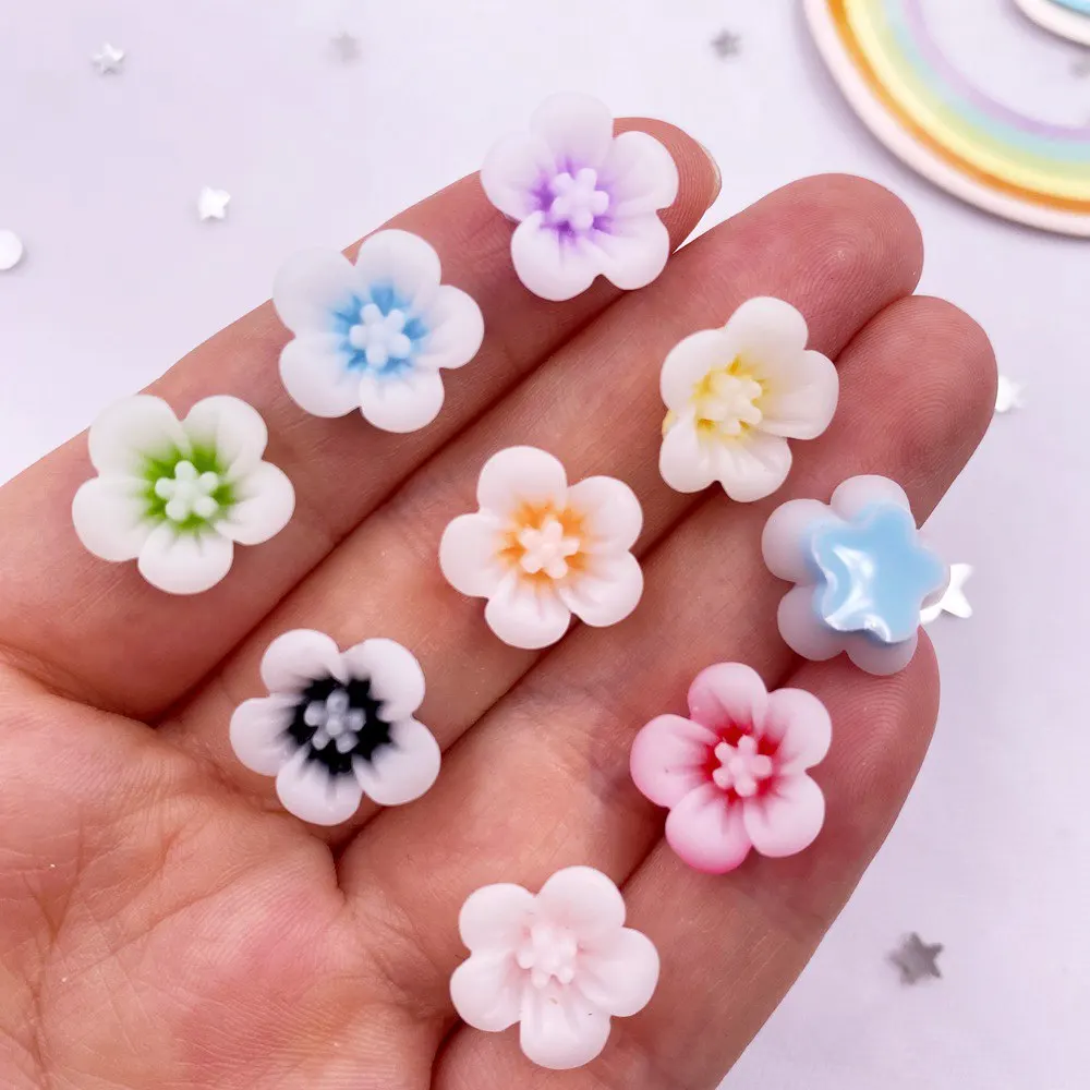 50 Colorful 14mm Resin Morning Glory Flower Gems