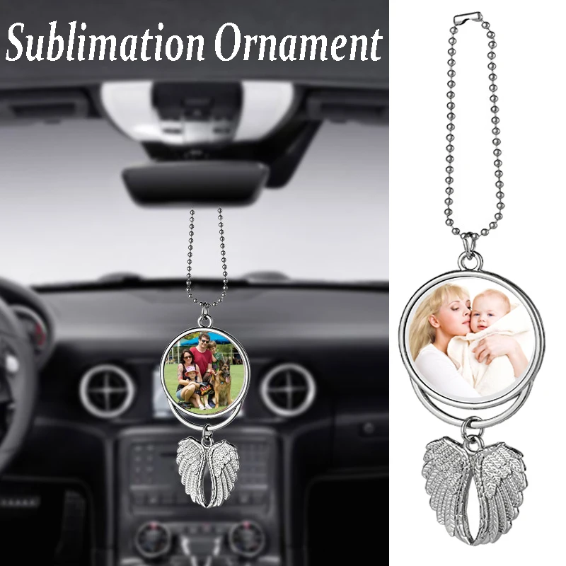 

10pcs Sublimation Blanks Car Pendant Angel Wing Rearview Mirror Decoration Hanging Charm Ornaments Automobiles Interior