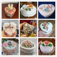 Ceramics Flower Jewelry Storage Box Travel Organizer Jewelry Case Storage Earrings Necklace Ring Jewelry Organizer Display 1