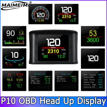 Nuevo OBD2-P10 Pro medidores LCD para coche pantalla frontal Digital inteligente con 12 funciones principales sistema Alnrm para coche 1