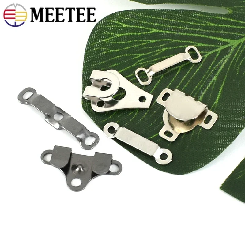 Meetee Metal Invisible Garment Hooks and Eye Trousers Jeans Clothes Adjust Clasp Buckle Hanger Sewing Closure Accessories 50Sets