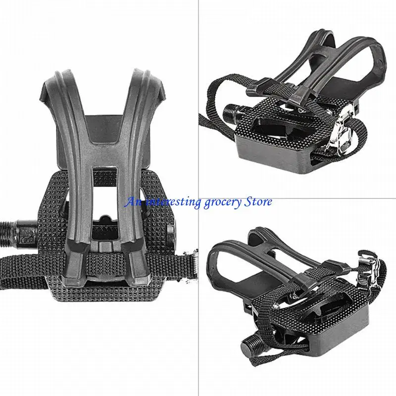 652D 18/20 mm 9/16 Zoll Pedal mit Zehenklammern und Riemen, geeignet für Spinbikes, Heimtrainer und alle Indoor-Bikes – Detail 8